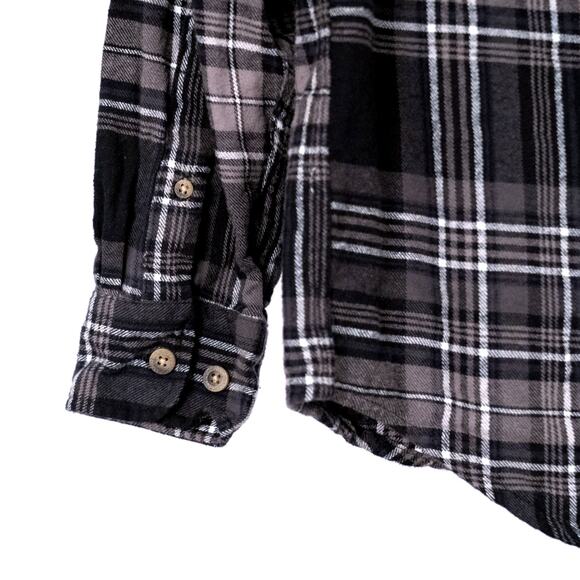 Smith's Workwear Men's Long Sleeve Black Gray Flannel Shirt 100% Cotton MEDIUM - Picture 5 of 6